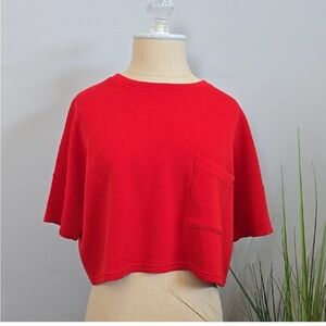 Spanx Air Essentials Pocket Short Sleeve In Red